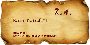 Kain Acicét névjegykártya